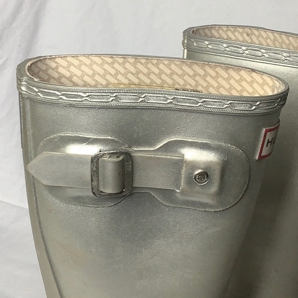 Hunter Kids Original Silver Metallic Rain Boots Size 13 - Picture 5 of 14